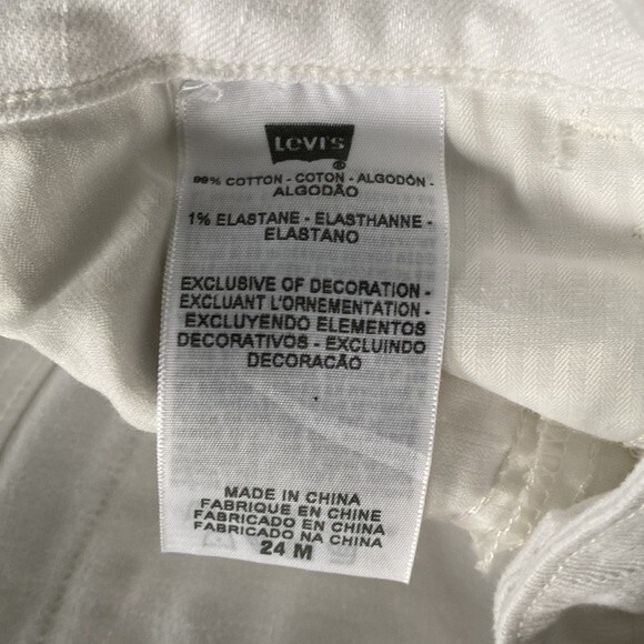 Levi's Demi Curve High Waist White Cropped Jeans Stretch Flap Pockets Coastal - Picture 6 of 15